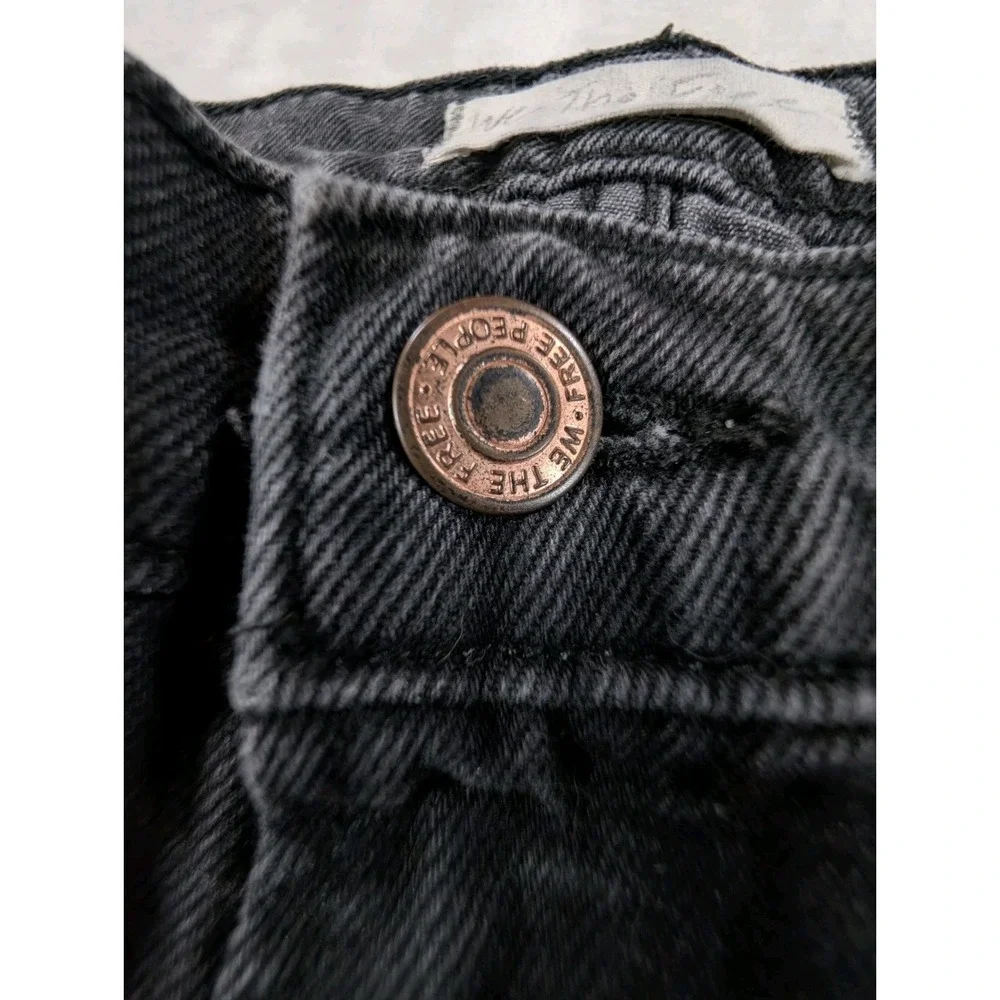 Free People We The Free Vixen Cigarette Rock N Roll Jeans Black Distressed 30